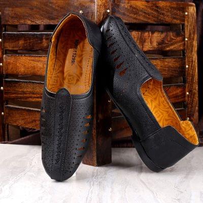 Terra Trove Classic Black Colour Loafer Cum Nagra Slip-on