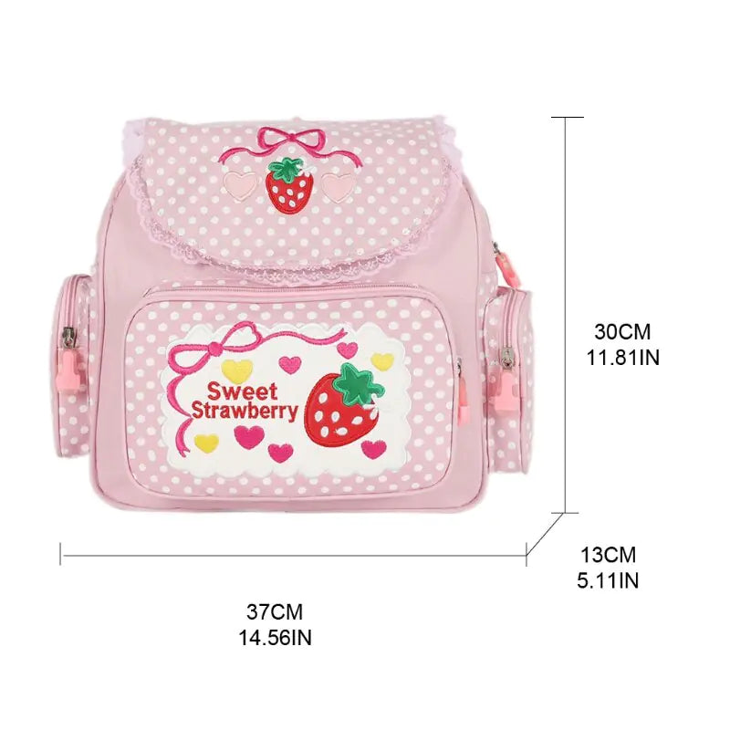 Girl Embroidery Strawberry Backpack bag